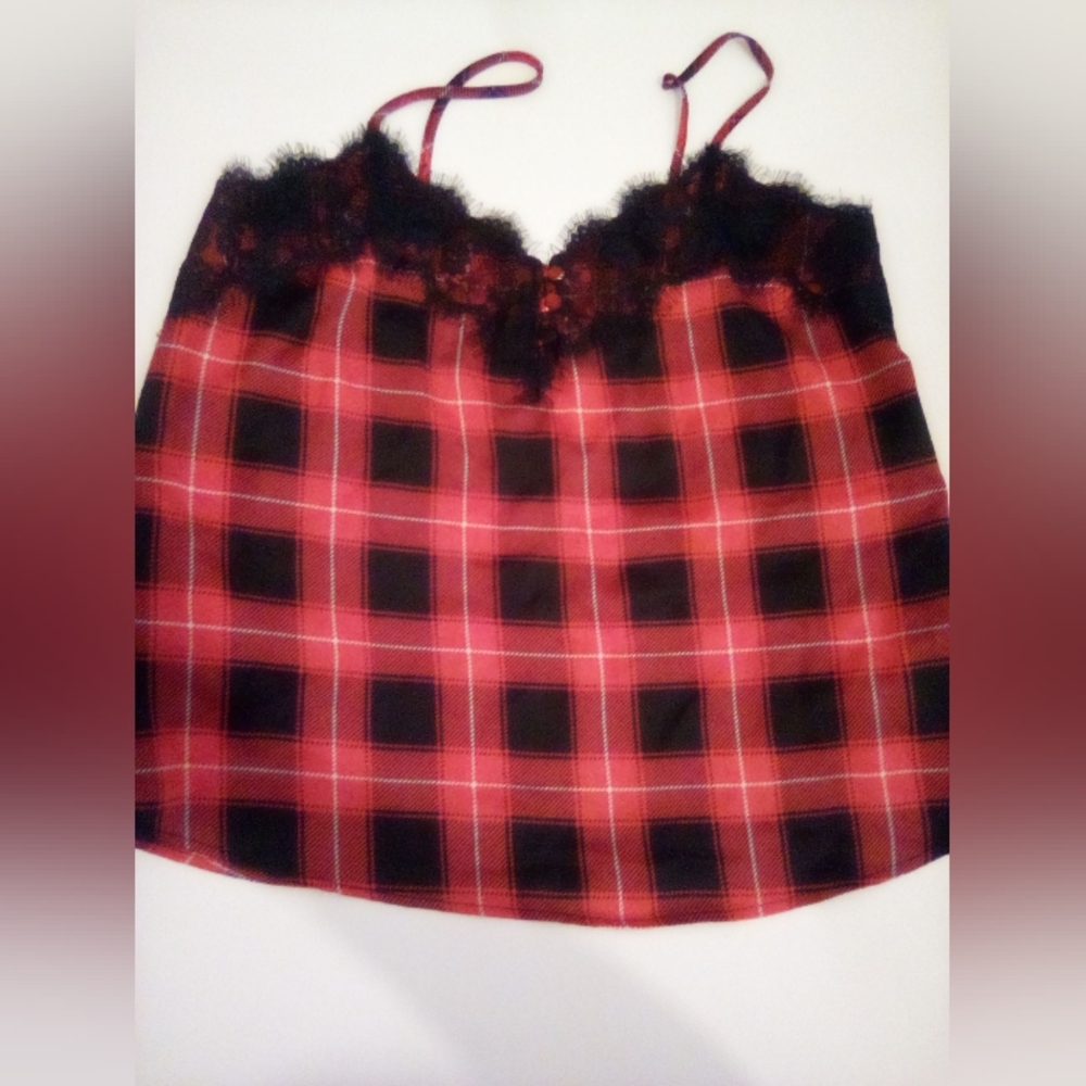 No Boundaries Plaid Lace Y2K Camisole Size M (7-9)